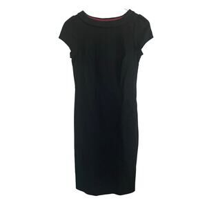 Boden Black Dress Cap Sleeve Midi Length Sheath Dress Boat Neckline Size 6
